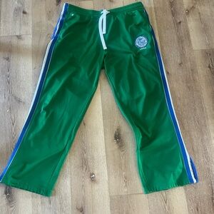Vintage Abercrombie & Fitch Green Joggers with Blue and White Stripes